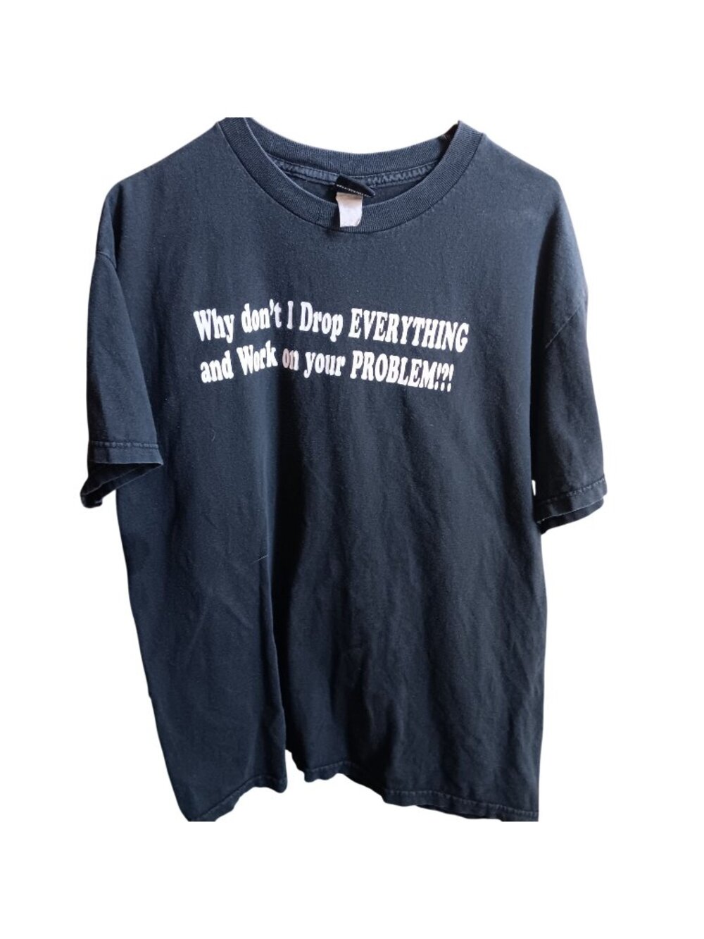 Vintage Y2K T-shirt Large Joke Why Dont I Drop Everything Funny Graphic Hybrid